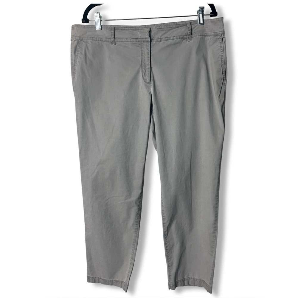 Eileen Fisher Women’s Gray Cropped Chino Pants Cotton Tencel Sz. 16